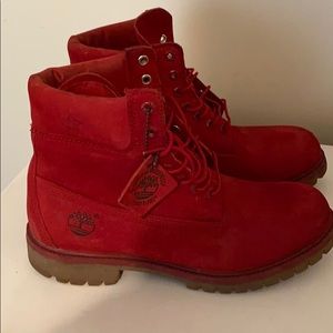 Blood Red Timberland Boots